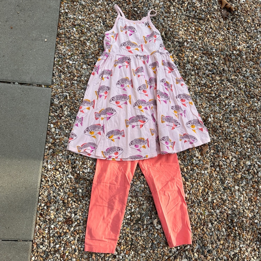 Tea Collection dress with fish and capri leggings set